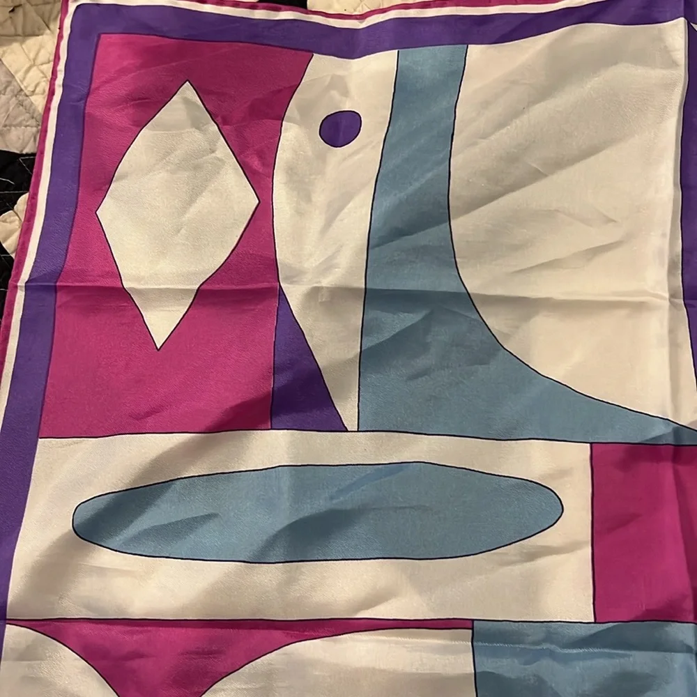 Vintage Scarves by Vera Neumann Japan Colorful Abstract Silk Scarf 22” square